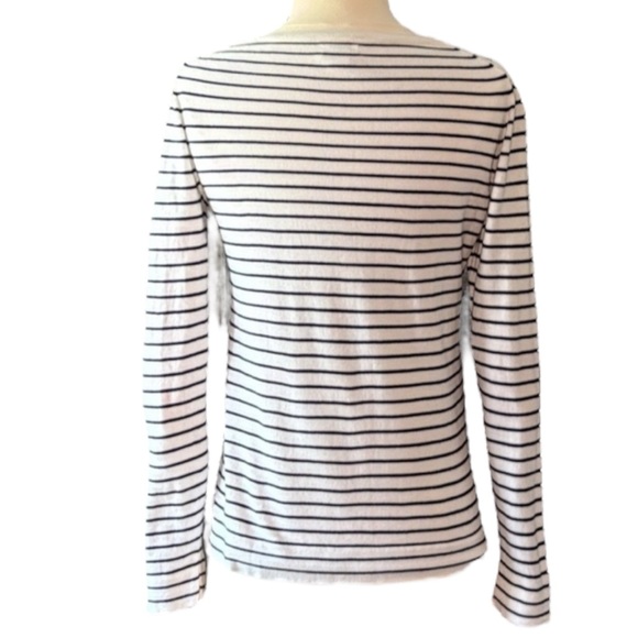 🌺J. CREW Striped Long Sleeve Shirt w/ Cherry Patch in White/Navy Size Small🌺 - Picture 2 of 11
